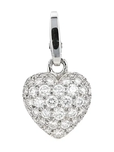 Pre-owned Cartier 18k White Gold Coeur Et Symbole Diamond Necklace In Silver