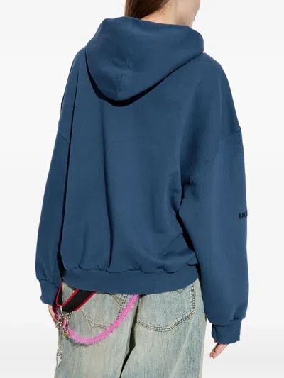 Balenciaga Cotton Sweatshirt With Front Pockets And Hood In Blue