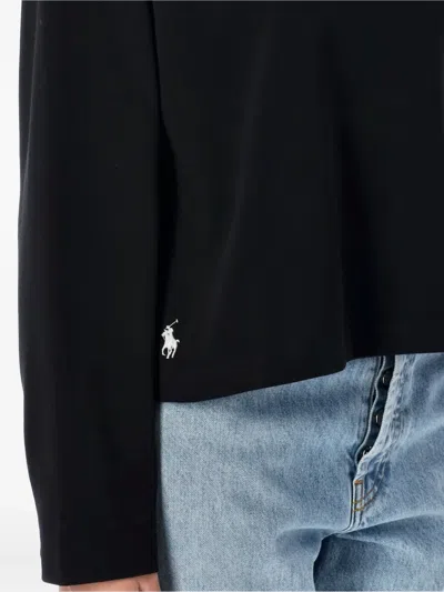 Polo Ralph Lauren Cropped Shrunken Fit Jersey Long-sleeve T-shirt In Black