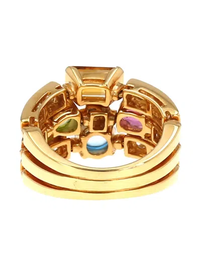 Pre-owned Bvlgari 2019 18k Gold Large Allegra Diamond And Multi-stone Ring