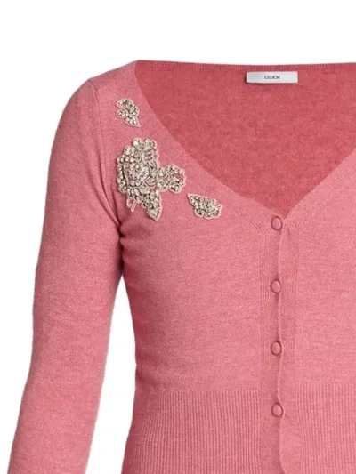 Erdem Cropped Embroidered Knit Cardigan
