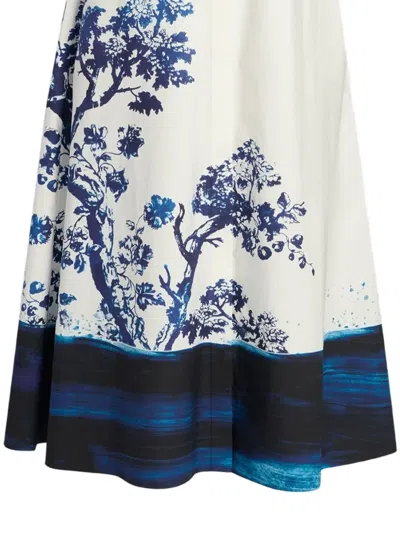 Erdem Short-sleeve Floral-print Midi Dress In White