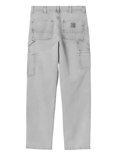 Carhartt Wip Double Knee Pant Black Chalk Wash In Gray