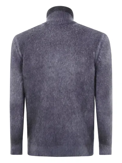 Avant Toi Hand Painted Brushed Cotton High Neck Pullover In Gray