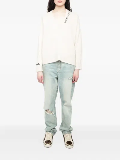 Zadig & Voltaire Mikyz Embroidered Merino Jumper In White