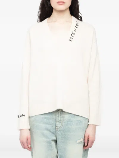 Zadig & Voltaire Mikyz Embroidered Merino Jumper In White