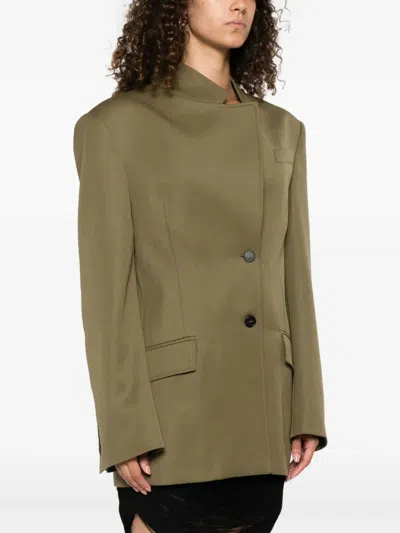 Attico Green Jacket With Asymmetric Closure On The Front In Green