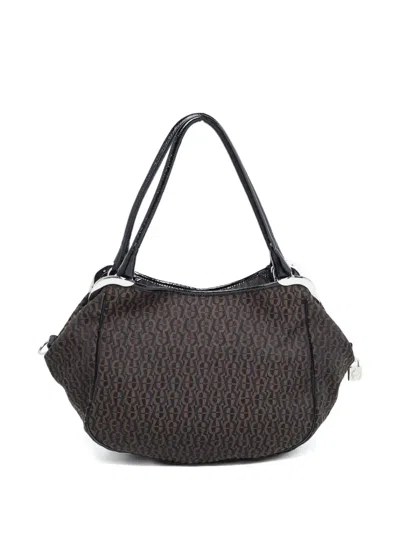 Pre-owned Aigner Vintage  Monogram-pattern Shoulder Bag In Black