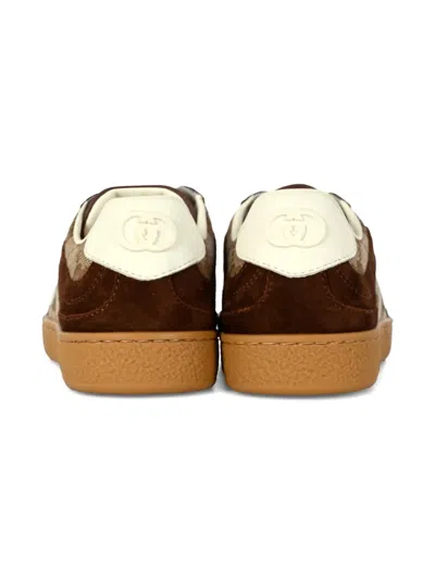 Gucci Gg-canvas Suede Sneakers In Brown