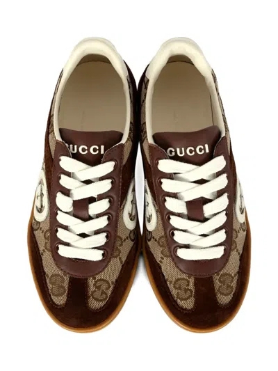 Gucci Gg-canvas Suede Sneakers In Brown