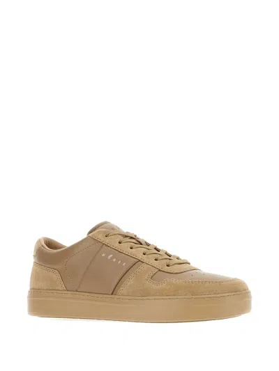 Hogan Suede And Leather Sneakers With Perforated Detailing In Brown
