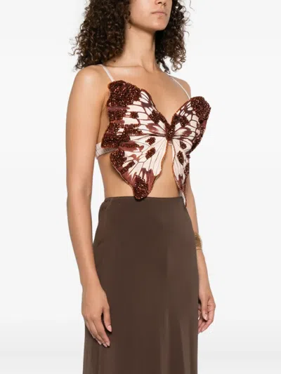 Patbo Embellished Butterfly-motif Top In Brown