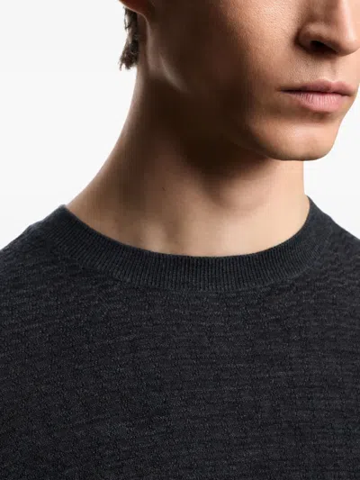 Emporio Armani Virgin Wool Jumper With Embossed Jacquard Pattern In Gray