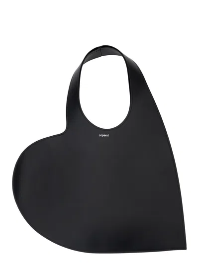 Coperni Heart-shaped Black Bag With Adjustable Shoulder Strap In Black