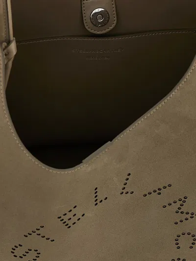 Stella Mccartney Large Studded Logo Suede Hobo Bag In Green