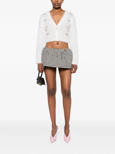 Alessandra Rich Floral-embroidered Button Cardigan In White