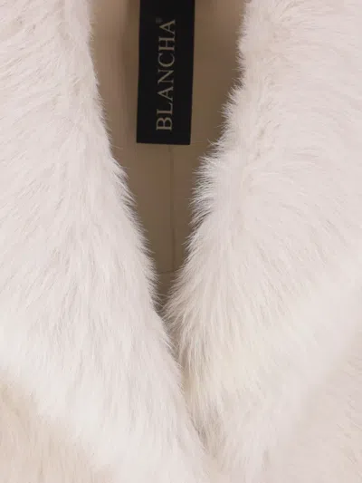 Blancha Wide-collar Sheerling Coat In Neutral