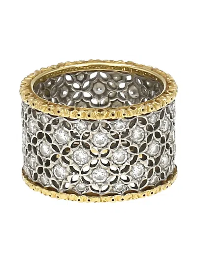 Pre-owned Buccellati  18k Yellow And White Gold Scacchi Diamond Ring