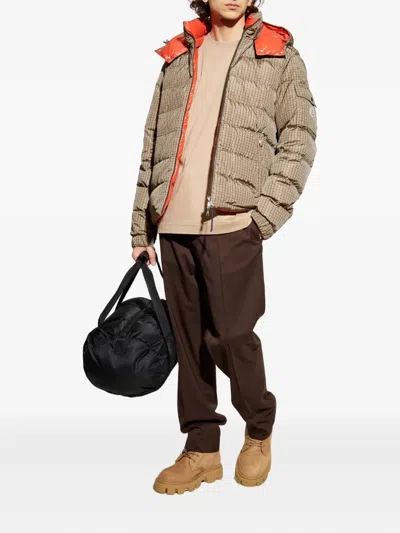Moncler Logo-patch Trousers In Brown