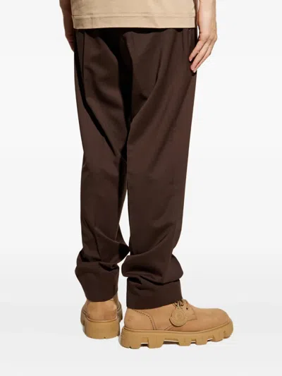Moncler Logo-patch Trousers In Brown