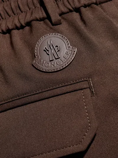 Moncler Logo-patch Trousers In Brown