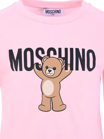 Moschino Teddy Bear-print Long-sleeves T-shirt In Pink