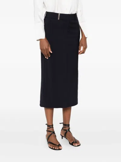 Peserico Belt-loops Midi Skirt In Black