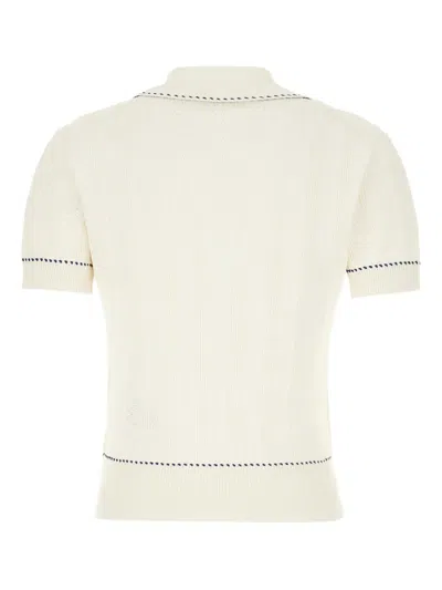 Alexander Mcqueen White Polo Shirt With Classic Collar And Logo Lettering Embroidery On The Front In Viscose Woman