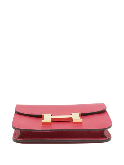 Pre-owned Hermes Constance Wallet In Pink