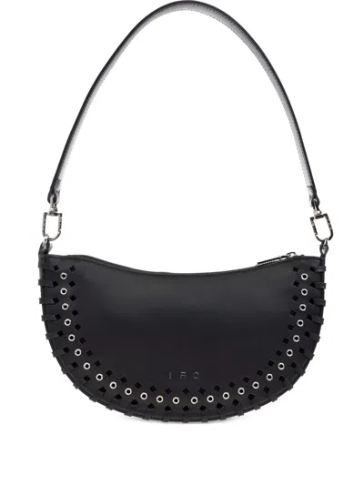 Iro Iri Arc O Leather Eyelet-detail Shoulder Bag In Black