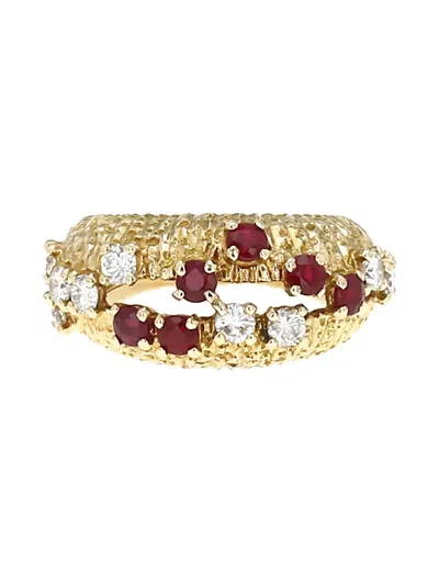 Pre-owned Cartier 1970s 18k Yellow Gold Diamond And Ruby Ring