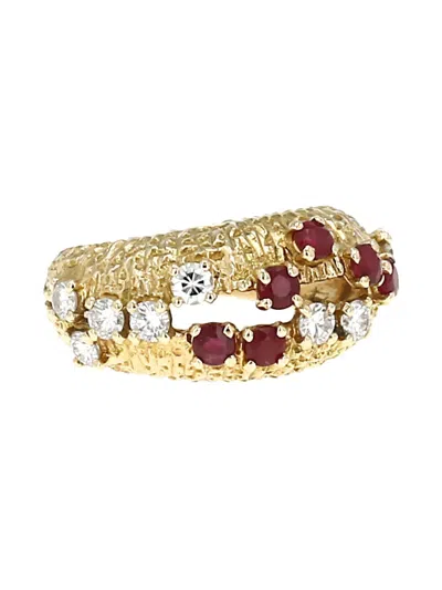 Pre-owned Cartier 1970s 18k Yellow Gold Diamond And Ruby Ring