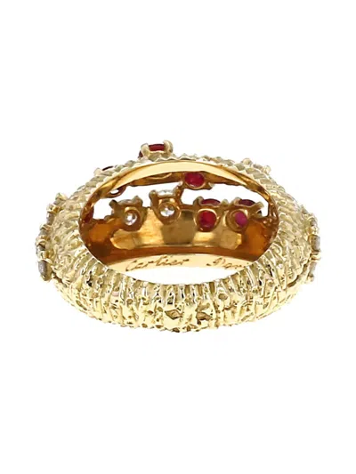 Pre-owned Cartier 1970s 18k Yellow Gold Diamond And Ruby Ring