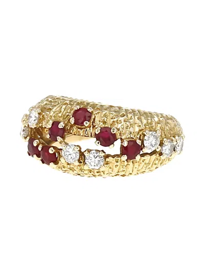 Pre-owned Cartier 1970s 18k Yellow Gold Diamond And Ruby Ring