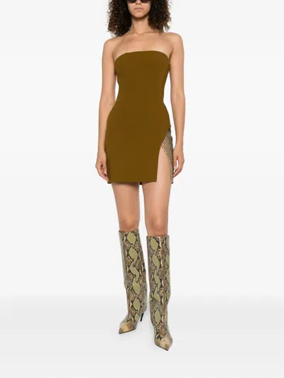 Attico Mesh-panelled Minidress In Brown