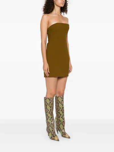 Attico Mesh-panelled Minidress In Brown
