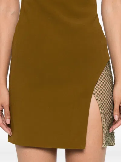 Attico Mesh-panelled Minidress In Brown