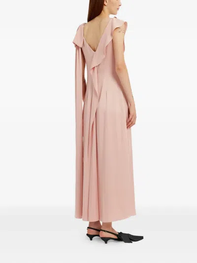 Erdem Floral-embellished Ruffled Midi Dress In Pink