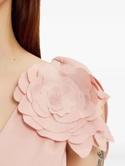 Erdem Floral-embellished Ruffled Midi Dress In Pink