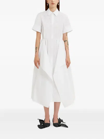 Erdem Cotton Embroidered Midi Dress In White