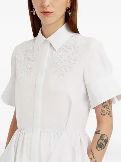 Erdem Cotton Embroidered Midi Dress In White