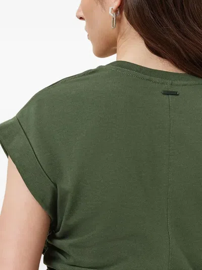 Allsaints Womens Mira Cropped Stretch-satin Top Rifle Green Xs In Green