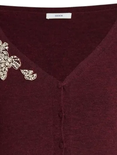 Erdem Cropped Embroidered Knit Cardigan