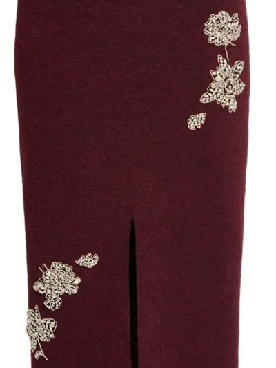 Erdem Embellished Midi Skirt In Red