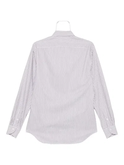 Xacus Twill Stripe Long Sleeve Shirt In Multi