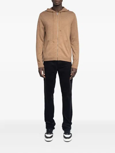 Zadig & Voltaire Clash Hooded Zip-up Sweater In Brown