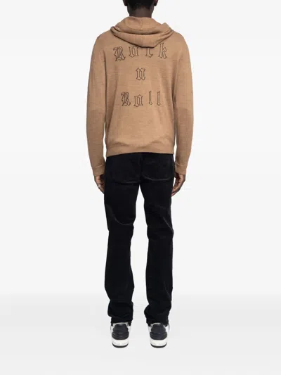 Zadig & Voltaire Clash Hooded Zip-up Sweater In Brown
