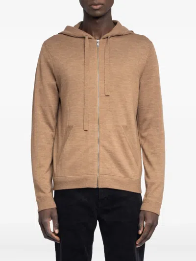 Zadig & Voltaire Clash Hooded Zip-up Sweater In Brown