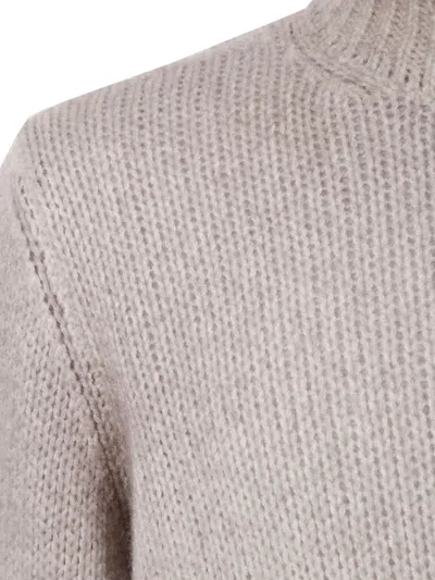 Avant Toi Hand Painted Cashmere And Silk High Neck Pullover With Destr In Neutral