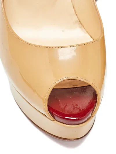 Pre-owned Christian Louboutin 150mm Taclou Spikers Pumps In Neutral